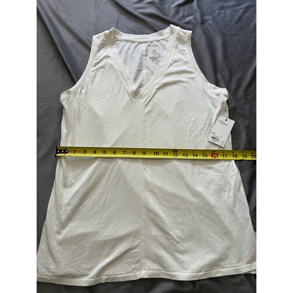 Sonoma Womens Relaxed V-Neck Tank Top Polar Beige White Medium NWT - Picture 6 of 7